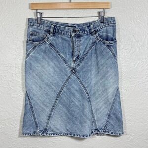 Vtg 90s Y2K American Eagle Denim Skirt 8 Patchwork A-Line Flare Festival Western